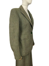 Load image into Gallery viewer, Original 1940’s Green, Brown and Cream Tweed Suit with Green Button Fastener - Bust 38