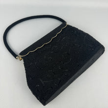 Load image into Gallery viewer, Original 1950's Black and Gold Heavily Beaded Evening Bag