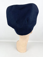 Load image into Gallery viewer, Incredible Original 1940's Midnight Blue Felt Turban Hat by Lincoln Bennett *