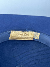 Load image into Gallery viewer, Original 1930's Dark Blue Seamed Felt Fedora with Grosgrain Trim by Fenwick