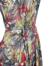 Load image into Gallery viewer, Original 1950's Nylon Dress with Full Circle Skirt in Grey, Red, Yellow and White - Bust 38 40 *