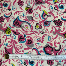 Load image into Gallery viewer, Original 1940’s Pure Silk Dressmaking Fabric in White, Grey, Bright Pink, Blue and Lime Green - 40” x 120” *