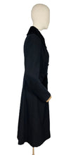 Load image into Gallery viewer, Original 1940's Zissman Model Black Wool Double Breasted Princess Coat with Velvet Collar and Pocket Detail - AS IS - Bust 38