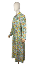 Load image into Gallery viewer, Original 1940's Bright Floral Cotton Hostess Dress in Red, Blue, Pink, Green and White - Housecoat - Bust 38 40 *
