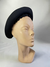 Load image into Gallery viewer, Original 1930's Black Hat with Swirl Trim Detail and High Brim *