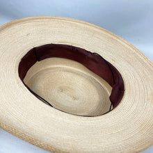 Load image into Gallery viewer, Original 1940’s Natural Straw Hat with Wide Brown Grosgrain Trim and Bow - Perfect Summer Hat