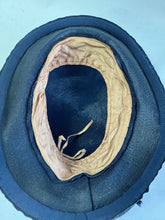 Load image into Gallery viewer, Original 1930's Blue Straw Hat with Burgundy, Cream and Blue Floral Trim *
