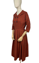 Load image into Gallery viewer, Original 1950's Red and Brown Check Wool Dress - Bust 34 35 *