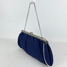 Load image into Gallery viewer, Charming Original 1950's Evening Bag by RFC in Blue with Etched Chrome Frame and Original Mirror