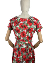 Load image into Gallery viewer, Original 1950's Petite Fit Bright Floral Floppy Cotton Day Dress - Bust 34 35 36 *