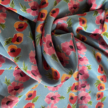 Load image into Gallery viewer, Original 1930’s 1940’s Blue, Orange, Red, Pink and Green Silk Crepe Dressmaking Fabric - Selling By The Metre