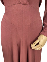 Load image into Gallery viewer, Original 1930's Warm Brown Crepe Dress with Embroidery and Soutache - Bust 36
