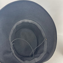 Load image into Gallery viewer, Original 1930's 1940's Inky Black Felt Fedora with Lace Work and Grosgrain Trim