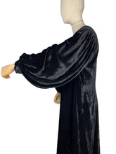 Load image into Gallery viewer, Original 1930’s Black Velvet Opera Coat by Peter Jones J Lewis with Incredible Pleated Shoulders and Balloon Sleeves - Bust 38 40 *