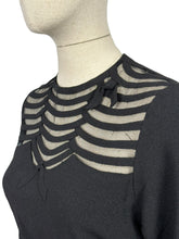 Load image into Gallery viewer, Original 1940's Inky Black Crepe Evening Dress with Net Yoke and Bow Trim - Bust 36 38 *