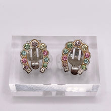 Load image into Gallery viewer, Vintage Pastel Glass Paste Lucky Horseshoe Clip-on Earrings