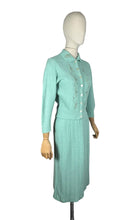 Load image into Gallery viewer, Original 1950's Mint Green Beaded Skirt and Cardigan Knit Set by Orlon - Bust 36