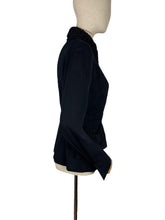 Load image into Gallery viewer, Original 1940's Black Wool Jacket with Real Astrakhan Trim on Collar and Pockets - Bust 36 *