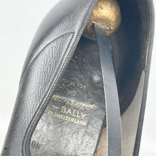 Load image into Gallery viewer, Original 1940's Black Leather Court Shoes with Pretty Tongue and Punch Detail - UK 7 7.5