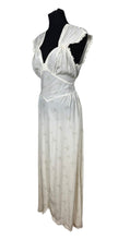 Load image into Gallery viewer, Original 1940's Silk Crepe Nightdress with Lace Detail and Small Floral Print in Pink, Purple, Blue and Green - Bust 36 38 *