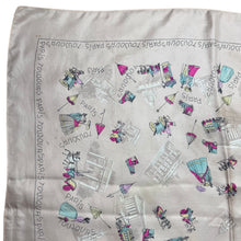 Load image into Gallery viewer, Original 1950's Fine Silk French Tourist Scarf from Paris - Beautifully Intricate Scenes - Great Headscarf