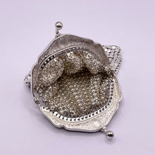 Load image into Gallery viewer, Original Teeny Vintage Silver Metal Mesh Coin Purse with Embossed Frame