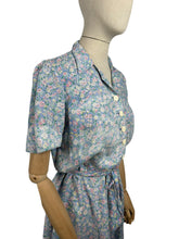 Load image into Gallery viewer, AS IS Original 1940's Floppy Cotton Summer Dress in Blue with Teeny Floral Print - Bust 38
