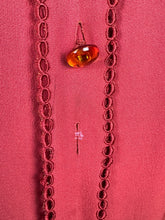 Load image into Gallery viewer, Original 1930's Rust Long Sleeved Crepe Blouse with Broderie Anglaise Trim - Bust 38 40 *