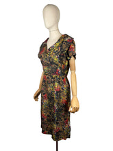 Load image into Gallery viewer, Original 1950's Pure Silk Day Dress in Autumnal Painterly Floral Print - Bust 36