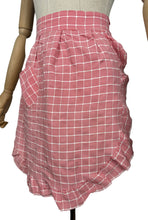 Load image into Gallery viewer, Original 1950's Red and White Check Apron with Patch Pocket and Frilly Trim - Waist 28 *
