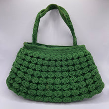 Load image into Gallery viewer, Original 1940's Small Green Crochet Handbag with Zip Closure
