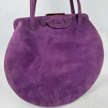 Load image into Gallery viewer, Original 1940's Purple Suede Handbag with Gold-tone Clasp *