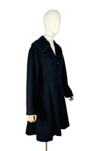 Load image into Gallery viewer, Original 1950's Petite Length Black Wool Princess Coat with Beaded Shawl Collar - Bust 38
