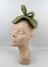 Load image into Gallery viewer, Original 1950's Green and Gold Stripe Textured Fabric Hat with Loop Trim