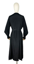 Load image into Gallery viewer, Original 1930's Black Crepe Long Sleeved Belted Day Dress with Scallop Detail - Bust 38