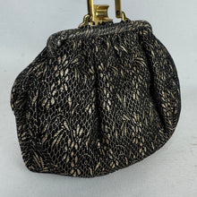 Load image into Gallery viewer, Original 1940's Black and Gold Floral Evening Bag *
