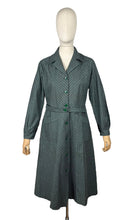Load image into Gallery viewer, Original 1940’s Green and Grey Plaid Cotton Long Sleeved Belted Chore Dress with Pockets - Bust 38
