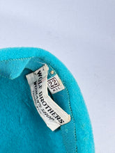 Load image into Gallery viewer, Original 1950's Bright Turquoise Blue Felt High Hat with Velvet Trim *