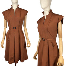 Load image into Gallery viewer, Original 1950's Rust Grosgrain Belted Day Dress - Bust 34