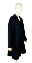 Load image into Gallery viewer, Original 1950's Petite Length Black Wool Princess Coat with Beaded Shawl Collar - Bust 38