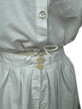 Load image into Gallery viewer, Antique Edwardian Combination Petticoat and Chemise Set in White Cotton with Pretty Silk Embroidery in Pink, Green and Blue