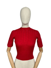 Load image into Gallery viewer, 1940's Reproduction Hand Knitted Cable Jumper in Christmas Red Pure Wool - Bust 32 33 34 35 36