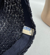 Load image into Gallery viewer, Original Late 1930's or Early 1940's Midnight Blue New York Creations Hat with Velvet Flowers and Net Trim