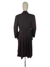 Load image into Gallery viewer, Original 1940's Dark Brown Lightweight Wool Coat with Patch Pockets and Three Button Closure