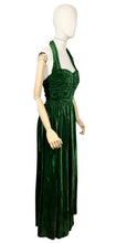 Load image into Gallery viewer, Original 1950’s Vibrant Green Velvet Halterneck Evening Dress - Bust 33