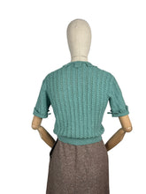 Load image into Gallery viewer, 1930’s Reproduction Lace Cardigan in Sea Foam Green Wool - Bust 36 38