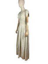 Load image into Gallery viewer, Original 1930's Ivory Grosgrain and Metallic Gold Thread Full Length Evening Dress with Ruching - Bust 32" *