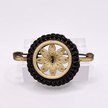 Load image into Gallery viewer, Original 1940's Black and White Wartime Make Do and Mend Wire Brooch with Flower Middle