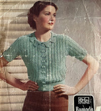 Load image into Gallery viewer, 1930’s Reproduction Lace Cardigan in Sea Foam Green Wool - Bust 36 38