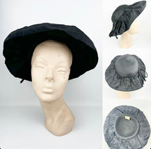 Load image into Gallery viewer, Original 1940's Black Straw and Grosgrain Hat with Bow Trim by BEST & CO, New York